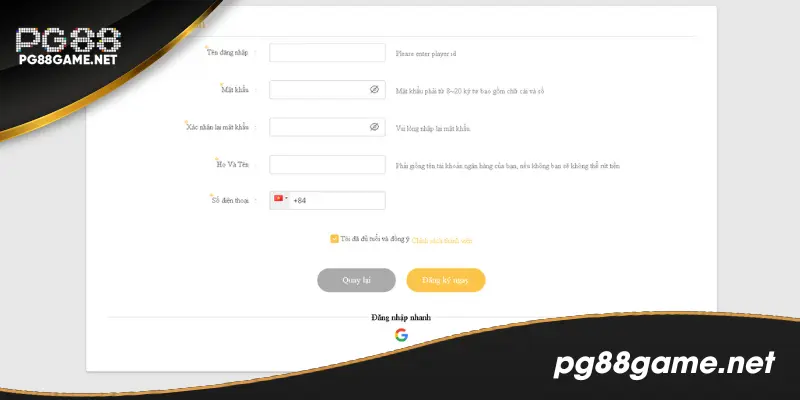 Đăng ký PG88 nhận 100% vốn khởi nghiệp